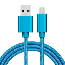Load image into Gallery viewer, 3A Woven Style Metal Head 8 Pin to USB Charge Data Cable, Cable Length: 1m