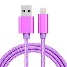 Load image into Gallery viewer, 3A Woven Style Metal Head 8 Pin to USB Charge Data Cable, Cable Length: 1m