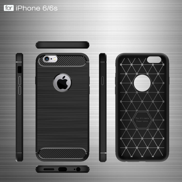 For iPhone 6 & 6s Brushed Texture Fiber TPU Rugged Armor Protective Case