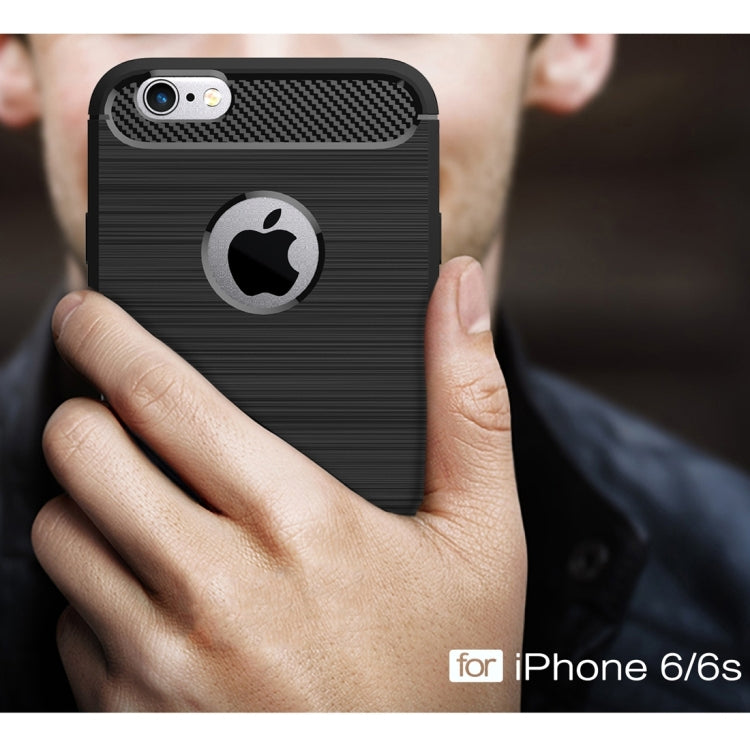 For iPhone 6 & 6s Brushed Texture Fiber TPU Rugged Armor Protective Case