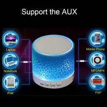 Load image into Gallery viewer, A9 Mini Portable Glare Crack Bluetooth Stereo Speaker with LED Light, Built-in MIC, Support Hands-free Calls &amp; TF Card