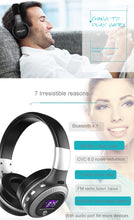 Load image into Gallery viewer, Zealot B19 Folding Headband Bluetooth Stereo Music Headset with Display for iPhone, Galaxy, Huawei, Xiaomi, LG, HTC and Other Smart Phones