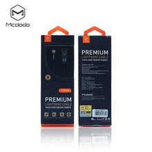 Load image into Gallery viewer, Mcdodo CA-1730 1.2m 2.4A Reversible 8 Pin to USB Denim Cover TPE Jacket Data Sync Charging Cable with Aero Aluminum Head for iPhone, iPad(Denim Blue)