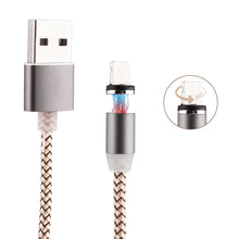 Load image into Gallery viewer, 360 Degree Rotation 8 Pin to USB 2.0 Weave Style Magnetic Charging Cable with LED Indicator, Cable Length: 1m