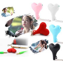 Load image into Gallery viewer, 1 Male to 2 Females 3.5mm Jack Plug Multi-function Heart Shaped Earphone Audio Video Splitter Adapter with Key Chain for iPhone, iPad, iPod, Samsung, Xiaomi, HTC and Other 3.5 mm Audio Interface Electronic Digital Products