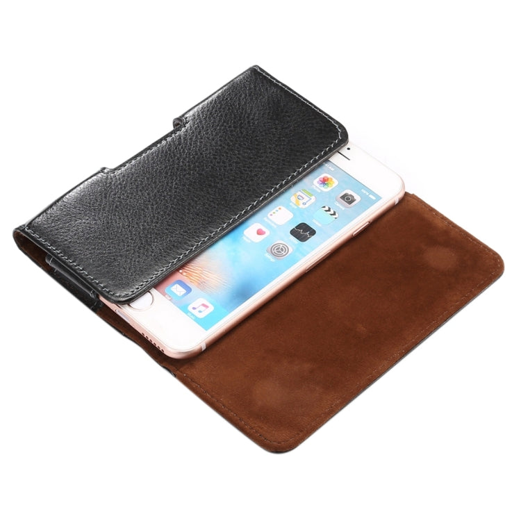 5.7 inch Litchi Texture Vertical Flip Thwartwise Genuine Leather Case / Waist Bag with Rotatable Back Splint for iPhone 7 & 6s Plus & 6 Plus, Galaxy Note 8 & Galaxy S6 Edge+ & A9 & A8, Huawei Mate 8 & Mate7, etc