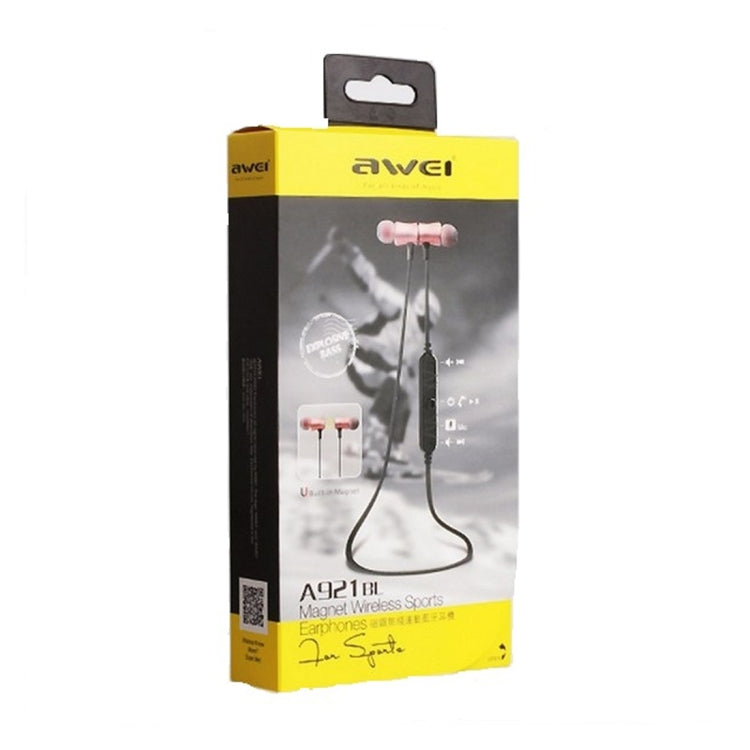 AWEI A921BL Wireless Sport Magnetic Bluetooth Earphone with Wire Control + Mic