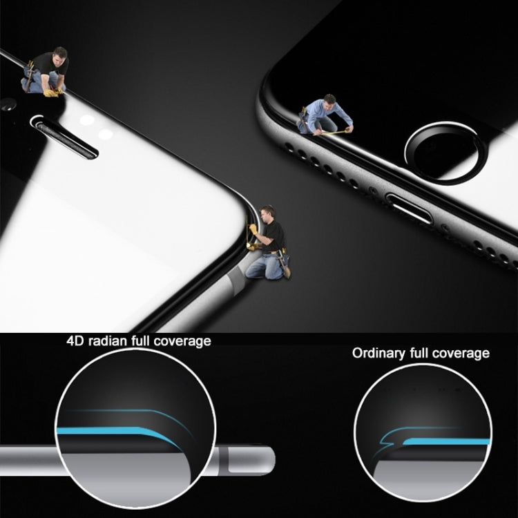 For iPhone 6 Plus & 6s Plus 0.26mm 9H Surface Hardness 4D Curverd Arc Explosion-proof HD Silk-screen Tempered Glass Full Screen Film