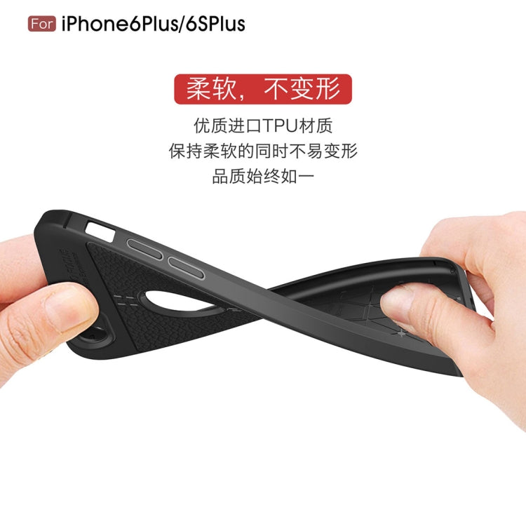 For iPhone 6 Plus & 6s Plus Litchi Texture TPU Protective Back Cover Case