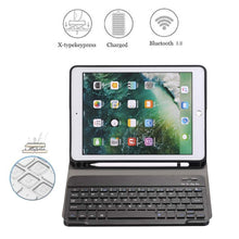 Load image into Gallery viewer, Detachable Bluetooth Keyboard + Horizontal Flip Leather Tablet Case with Holder &amp; Pencil Holder for iPad Pro 9.7 inch, iPad Air, iPad Air 2, iPad 9.7 inch (2017), iPad 9.7 inch (2018)