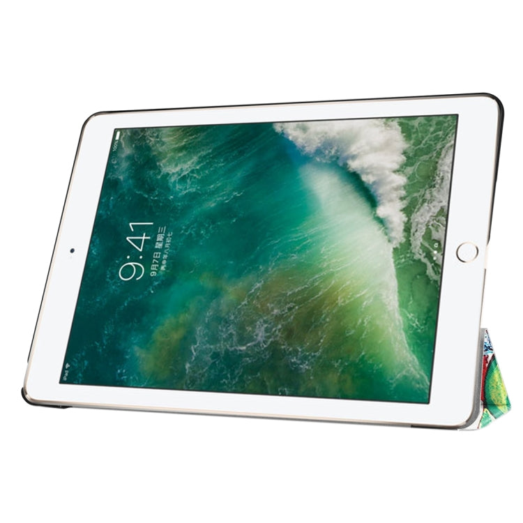 For iPad 9.7 (2018) & iPad 9.7 (2017) Cross Texture Painting  Pattern Horizontal Flip Leather Case with Three-folding Holder