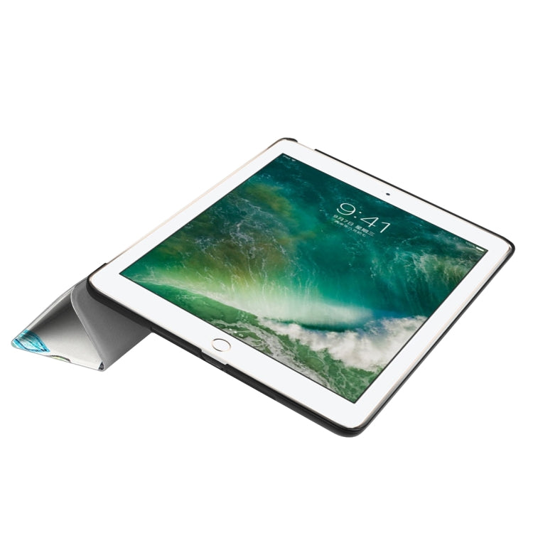 For iPad 9.7 (2018) & iPad 9.7 (2017) Cross Texture Painting  Pattern Horizontal Flip Leather Case with Three-folding Holder