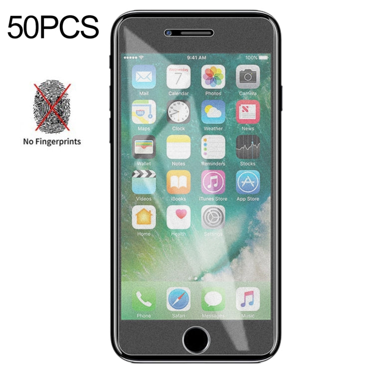 50 PCS Non-Full Matte Frosted Tempered Glass Film for iPhone SE 2020 / 8 / 7