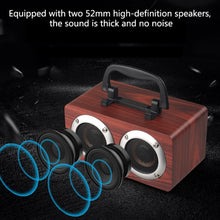 Load image into Gallery viewer, W5B Wooden Portable Dual Horn Stereo Bluetooth Speaker with Phone Holder, Support TF Card / AUX