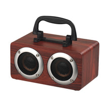 Load image into Gallery viewer, W5B Wooden Portable Dual Horn Stereo Bluetooth Speaker with Phone Holder, Support TF Card / AUX
