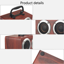 Load image into Gallery viewer, W5B Wooden Portable Dual Horn Stereo Bluetooth Speaker with Phone Holder, Support TF Card / AUX
