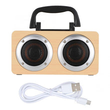 Load image into Gallery viewer, W5B Wooden Portable Dual Horn Stereo Bluetooth Speaker with Phone Holder, Support TF Card / AUX