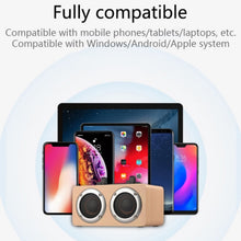 Load image into Gallery viewer, W5B Wooden Portable Dual Horn Stereo Bluetooth Speaker with Phone Holder, Support TF Card / AUX