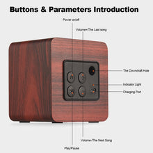Load image into Gallery viewer, Q1 Wooden Mini Portable Mega Bass Wireless Bluetooth Speaker