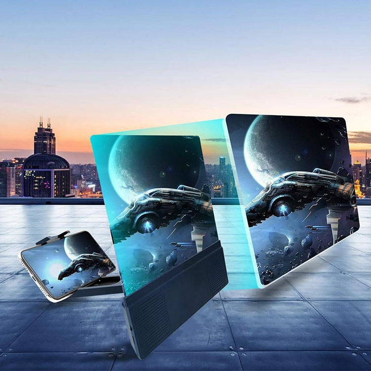 F5 12 inch Universal Mobile Phone Screen Amplifier HD Video Amplifier with Stand & Speaker, Charging Version