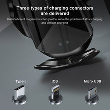 Load image into Gallery viewer, Q2 15W Universal Rotation Infrared Induction Magnetic Car Wireless Charging Mobile Phone Holder with Micro USB + 8 Pin + Type-C / USB-C Magnetic Connector, Q2 Black, Q2 Gold, Q2 Blue, Q2 Red, Q2 Silver