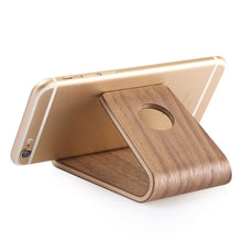 Load image into Gallery viewer, JS01 Wooden Desktop Phone Holder Universal Curved Wood Support Frame For Tablet Phones (Lindens), IP7G0650A, IP7G0650B, IP7G0650C