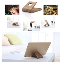 Load image into Gallery viewer, JS01 Wooden Desktop Phone Holder Universal Curved Wood Support Frame For Tablet Phones (Lindens), IP7G0650A, IP7G0650B, IP7G0650C