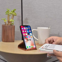 Load image into Gallery viewer, JS01 Wooden Desktop Phone Holder Universal Curved Wood Support Frame For Tablet Phones (Lindens), IP7G0650A, IP7G0650B, IP7G0650C