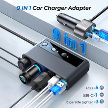 Load image into Gallery viewer, JOYROOM JR-CL06 9 in 1 210W PD USB-C / Type-C + Dual QC3.0 USB + 3 USB + 3 Cigarette Lighter Holes Digital Display Car Charger, JR-CL06