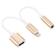 Load image into Gallery viewer, 10cm 8 Pin Female &amp; 3.5mm Audio Female to 8 Pin Male Charger Adapter Cable, Support All IOS Systems