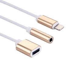 Load image into Gallery viewer, 10cm 8 Pin Female &amp; 3.5mm Audio Female to 8 Pin Male Charger Adapter Cable, Support All IOS Systems