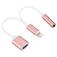 Load image into Gallery viewer, 10cm 8 Pin Female &amp; 3.5mm Audio Female to 8 Pin Male Charger Adapter Cable, Support All IOS Systems