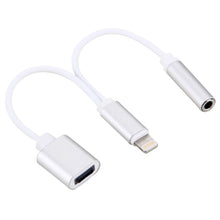 Load image into Gallery viewer, 10cm 8 Pin Female &amp; 3.5mm Audio Female to 8 Pin Male Charger&#160;Adapter Cable, Support All IOS Systems