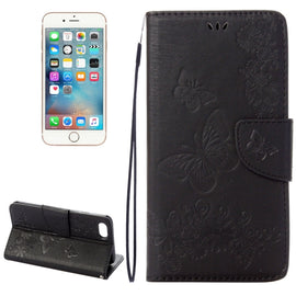 For  iPhone 8 & 7   Pressed Flowers Butterfly Pattern Horizontal Flip Leather Case with Holder & Card Slots & Wallet