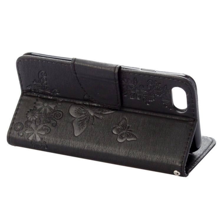 For  iPhone 8 & 7   Pressed Flowers Butterfly Pattern Horizontal Flip Leather Case with Holder & Card Slots & Wallet