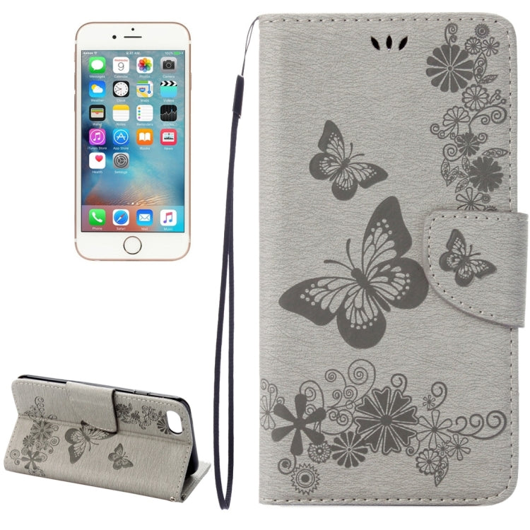 For  iPhone 8 & 7   Pressed Flowers Butterfly Pattern Horizontal Flip Leather Case with Holder & Card Slots & Wallet