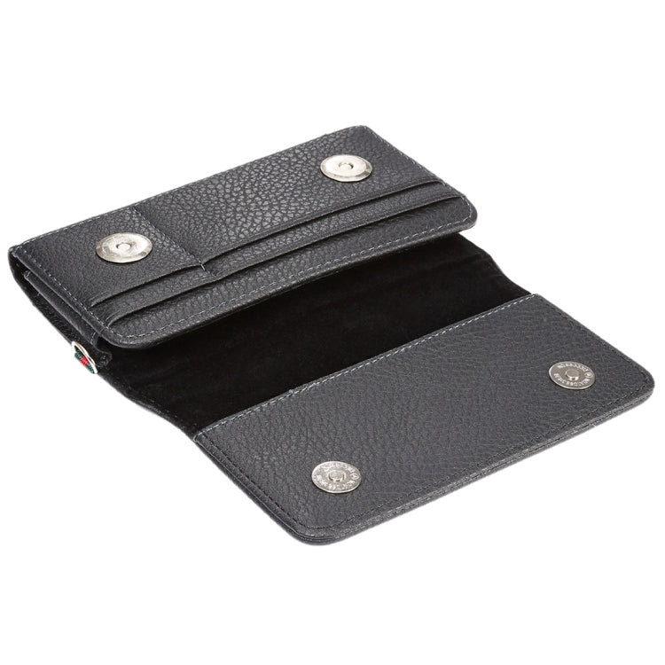 Universal Litchi Texture Vertical Flip Thwartwise PU Leather Case / Waist Bag with Back Splint & Card Slots & 15cm Lanyard for  iPhone 8 & 7  & 6s & 6, Galaxy SIV & SIII, Xiaomi Redmi 3 & 3X, Size: 14.3 x 7.5 x 1.5 cm