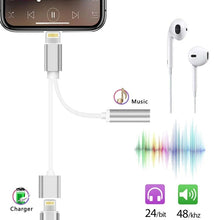 Load image into Gallery viewer, 10cm 8 Pin Female &amp; 3.5mm Audio Female to 8 Pin Male Charger Adapter Cable, Support All iOS System