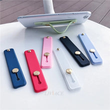 Load image into Gallery viewer, TPU Leather Finger Strap Phone Holder Desktop Grip Stand
