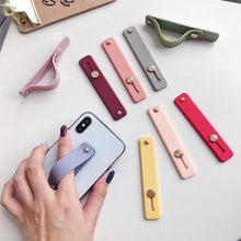 Load image into Gallery viewer, TPU Leather Finger Strap Phone Holder Desktop Grip Stand