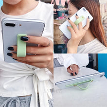 Load image into Gallery viewer, TPU Leather Finger Strap Phone Holder Desktop Grip Stand
