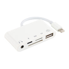 Load image into Gallery viewer, 5 in 1  8 Pin to USB HUB And USB-C / Type-C And 3.5mm Earphone And SD And TF Card Reader