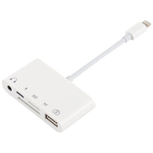 Load image into Gallery viewer, 5 in 1  8 Pin to USB HUB And USB-C / Type-C And 3.5mm Earphone And SD And TF Card Reader
