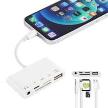 Load image into Gallery viewer, 5 in 1  8 Pin to USB HUB And USB-C / Type-C And 3.5mm Earphone And SD And TF Card Reader
