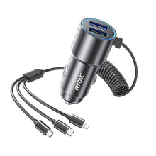 Load image into Gallery viewer, WK WP-C44 Pop Digital Series Ciahung 3-in-1 Cabled 33W Dual-USB Fast Car Charger, WP-C44 (Black), WP-C44 (Green), WP-C44 (Silver)