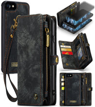 Load image into Gallery viewer, CaseMe for  iPhone 8 &amp; 7  Multifunctional Leather Billfold with Detachable Magnetic PC Back Protective Case &amp; Holder &amp; 10 Card Slots &amp; 3 Cash Slots &amp; 1 Zipper Wallet &amp; 2 Photo Frames &amp; 3 Magnetic Clasps, For iPhone 8 &amp; 7, For 8 &amp; 7