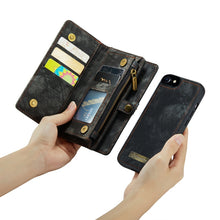 Load image into Gallery viewer, CaseMe for  iPhone 8 &amp; 7  Multifunctional Leather Billfold with Detachable Magnetic PC Back Protective Case &amp; Holder &amp; 10 Card Slots &amp; 3 Cash Slots &amp; 1 Zipper Wallet &amp; 2 Photo Frames &amp; 3 Magnetic Clasps