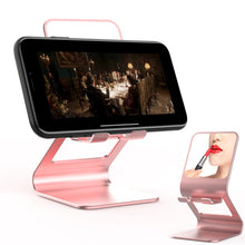 Load image into Gallery viewer, Universal Mobile Phone / Tablet PC Multifunctional Metal Desktop Stand with Makeup Mirror