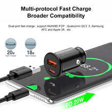 Load image into Gallery viewer, awei C-706 20W PD Type-C + QC 3.0 Type-A Car Charger with CL-110T Data Cable, C-706
