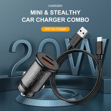 Load image into Gallery viewer, awei C-706 20W PD Type-C + QC 3.0 Type-A Car Charger with CL-110T Data Cable, C-706